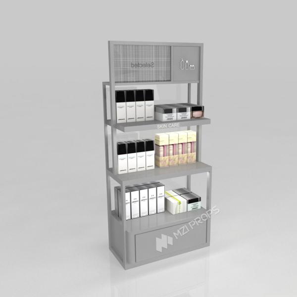 GDR03-CB-06 Side Cabinet End Bracket with Transparent Tempered Glass and Adjustable Shelves for Specialty Beauty Stores