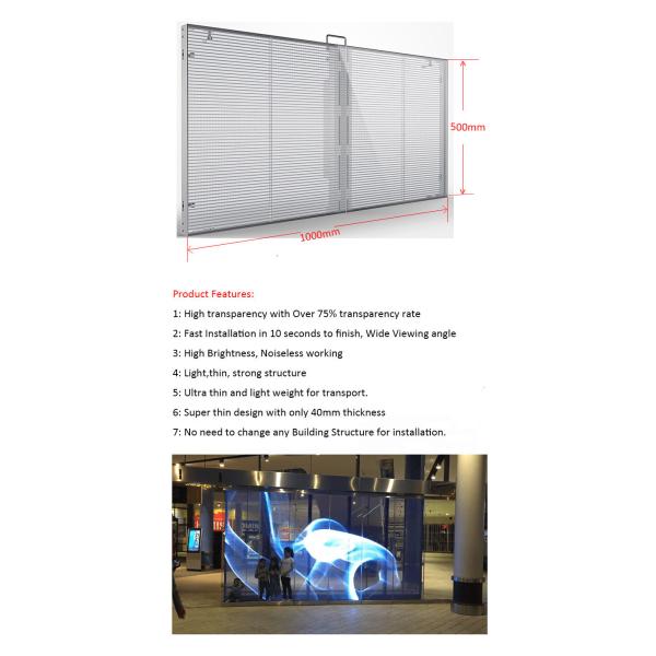 HD High Resolution P3.91-7.82 Indoor Full Color Transparent LED Display Screen For Store Window Glass