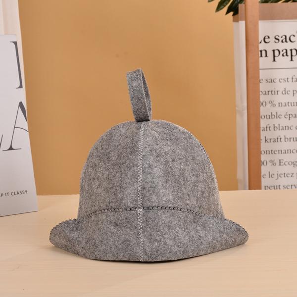 White Wool Felt Sauna Hat Cap for Russian Banya Sauna Hut With Hang Loop Supply