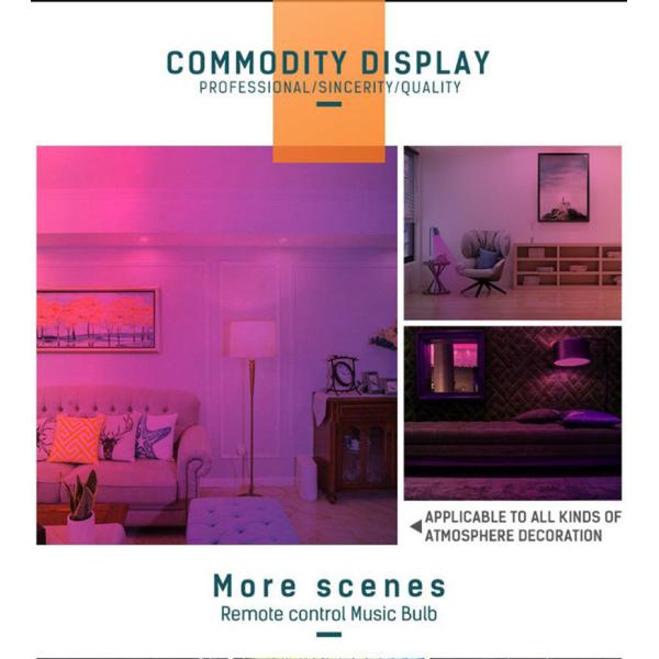 12W E27 Smart LED Bluetooth Speaker Bulb Stereo Audio RGB Color Changing