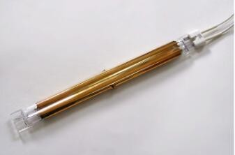 high quality gold plating heating element twin quartz tubes , half gold coated quartz heating lamp