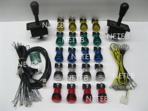 Joystick Pack, 2 Joysticks and 16 Clear illuminated buttonS,2 player USB to Jamme converting board