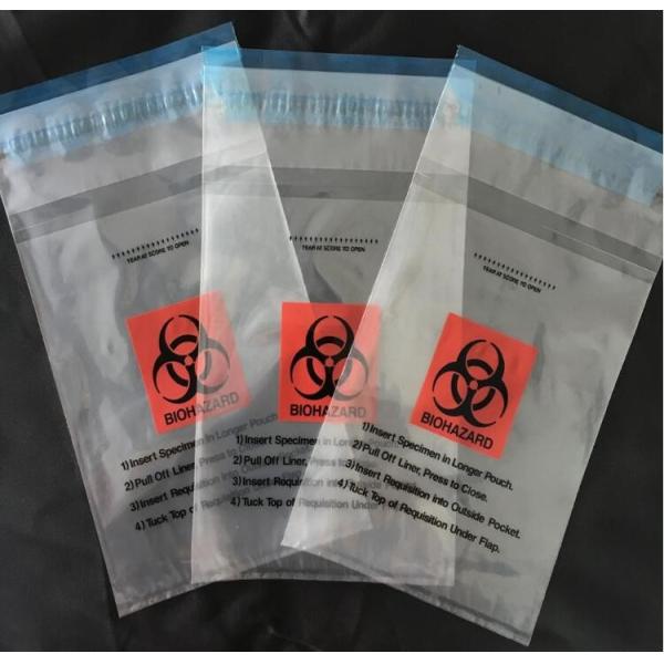 printing self adhesive biohazard waste bag, autoclave biohazard specimen transport bag, Medical Biohazard Plastic Poly B