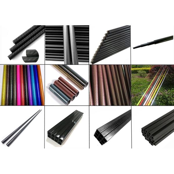 100% Real Custom Carbon Fiber Parts Tube Plain / Twill Weave With Different Colors