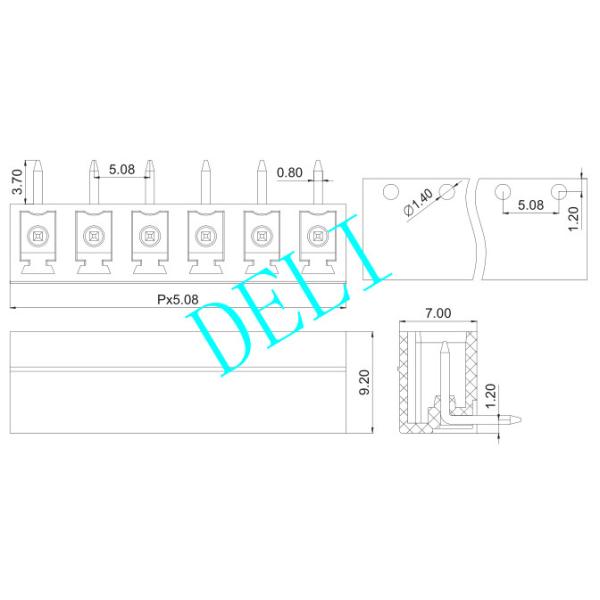 5.08MM Pitch Electrical Connector Blocks , Plug - In Cb Pin Header DL2EDG15R-XX-5.08