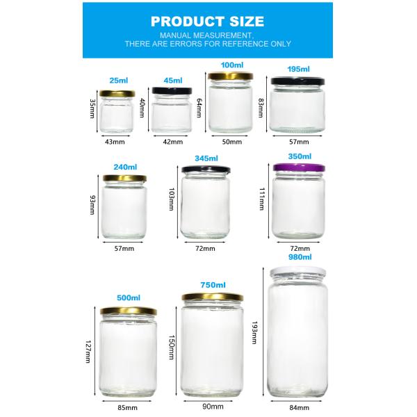 High Quality Customized Glass Jar Food Grade Storage Jar With Aluminum Lid