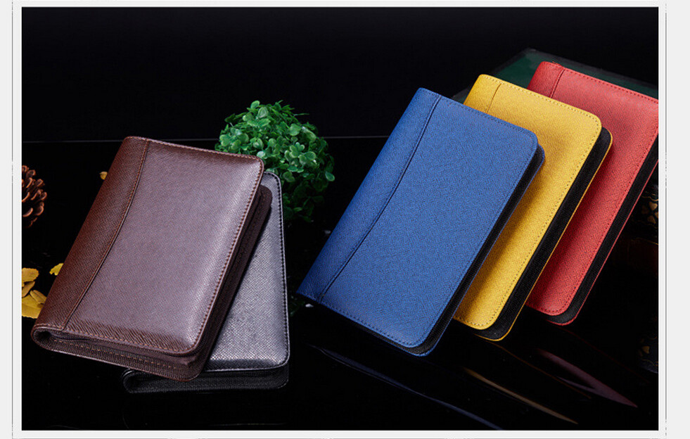 Pu Leather Manager folder notebook with zipper and Calculator