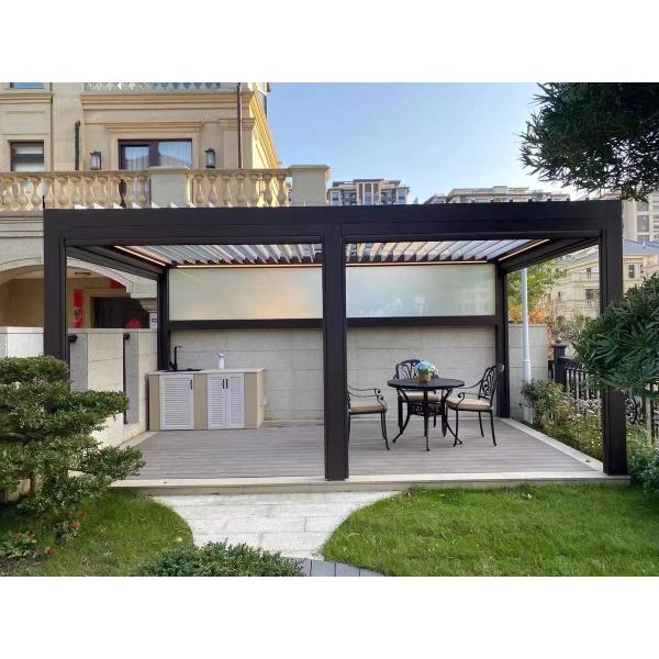 Louvered Roof Outdoor Pergola Aluminum Gazebo Motorized Louvered Roof Bioclimatic Awning Modern Garden