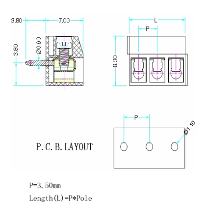 Wire Protector Terminal Block Type High Power Automotive Terminal Block Connector/Socket with 3.50mm 2 to 24 Poles