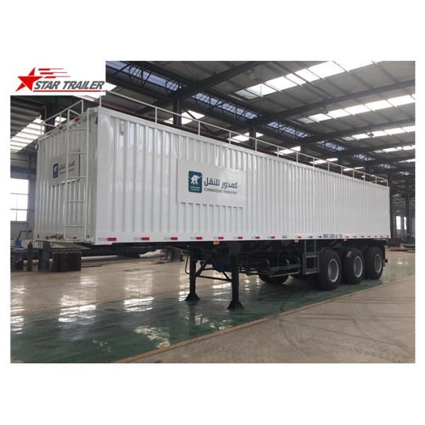3 Axles Van Truck Flatbed Container Trailer With ABS Brake System