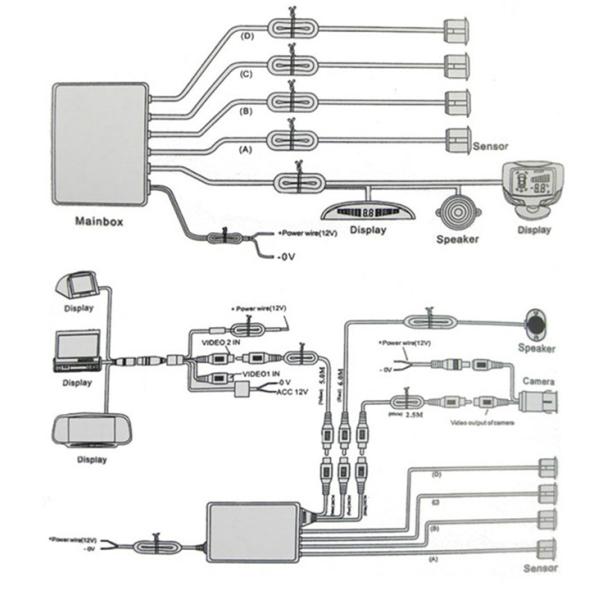 Car Reverse Video Parking Radar 4 Sensor Rear View Backup System Sound Buzzer Alert Alarm for Camera Monitor PS-600SPK