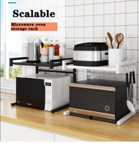 China Retractable Kitchen Microwave Oven Storage Rack Paint Surface 60KG Limit on sale