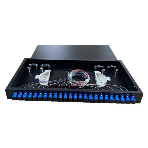 Quality Fixed Rack Mount Fiber Optic Patch Panel 1U 19" 24 Port ODF SC Simplex Adapter for sale