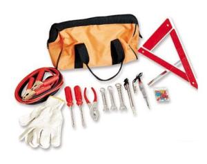China 24 pcs auto emergency kit ,with warning triangle ,booster cable ,screwdrivers on sale