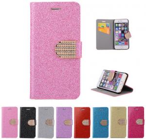 China Glitter PU leather wallet Case For iPhone 4 5s 6 plus 7 SAMSUNG galaxy s5 s4 S6 S7 NOTE 7 3 5 on sale