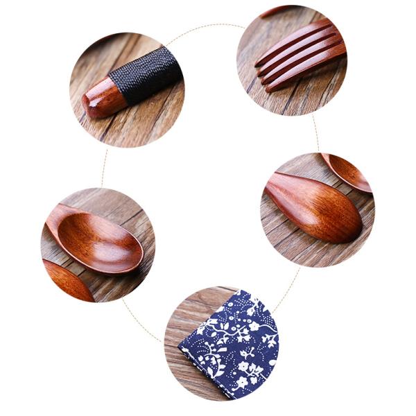 Restaurant Reusable Wooden Cutlery Set 23.5Cm Wrapped Spoon And Chopstick Set