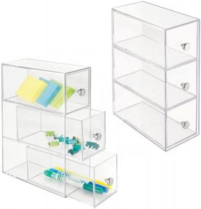 Wholesale Stackable Acrylic Storage Boxes Stationery Storage Box Drawer Container 7x3.5x10inch from china suppliers
