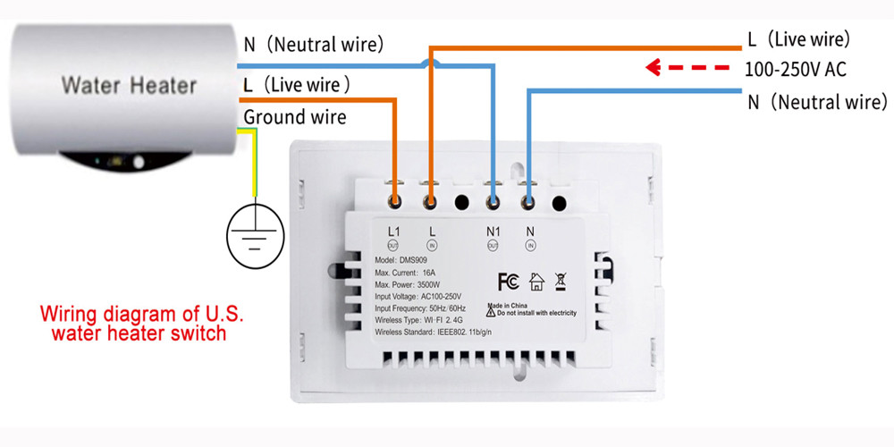 Tuya Wifi Smart 1Gang 20A APP Remote Control Touch Switch With Alexa Google