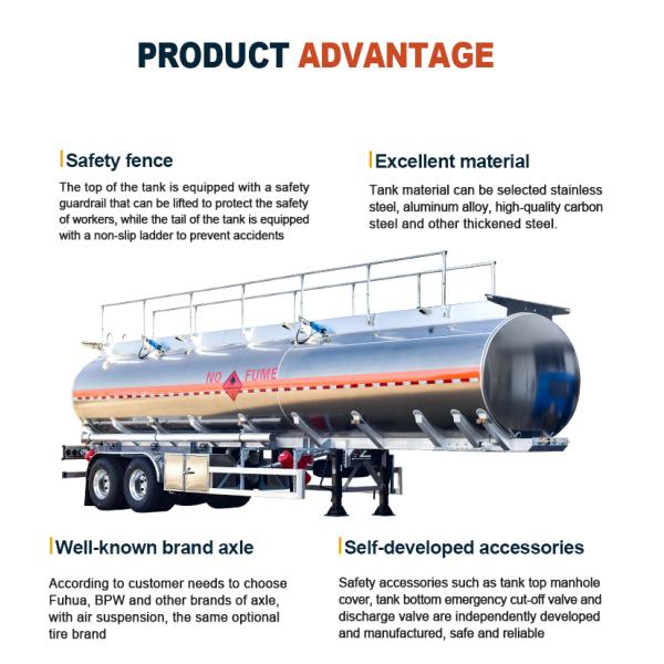 Diesel Gasoline Tank Semi Trailer 33000 38000 44000 Liters For Transport And Storage