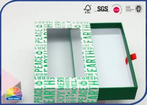 Wholesale Green Customized Rectangle Drawer Paper Box 4C Printed Rigid Cardboard With Silk Ribbon from china suppliers