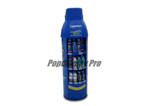 China Unique Bottle Shaped Retail Cardboard POP Displays , Blue Cardboard Retail Display on sale