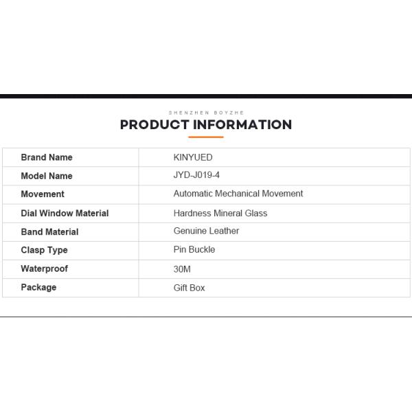 Genuine Leather Skeleton Mechanical Watch Pin Buckle Clasp Type