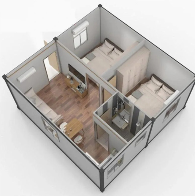 Single Double Door Prefabricated Structural Steel Folding Container House