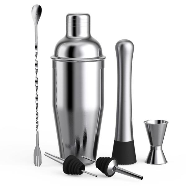 Quality 750ml 6Pcs Cocktail Shaker Home Bar Set Stainless Steel Bar Tools Kit for sale