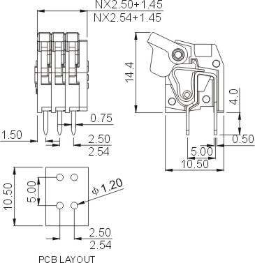 GS241-2.5 PCB Spring Terminal Blocks High Temperature Electric Connector