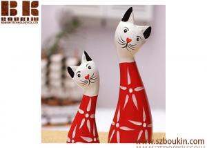 Wholesale The Nordic animals wooden crafts Hand-painted wooden crafts prosperous cat 2 piece wooden crafts from china suppliers