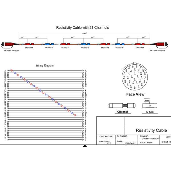 Multi Electrode Seismic Cable Electrical Resistivity Cable ERT