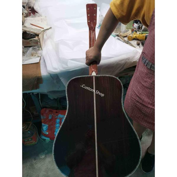 Custom AAAA All Solid Wood Round D Type Body Vintage Acoustic Dreadnought Guitar in Yellow