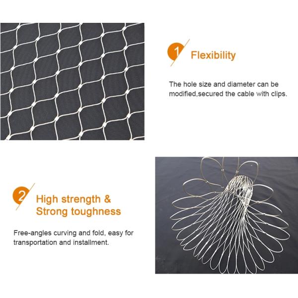 Custom 316 Grade Wire Rope Mesh 60 Eye Size Stainless Steel Systems