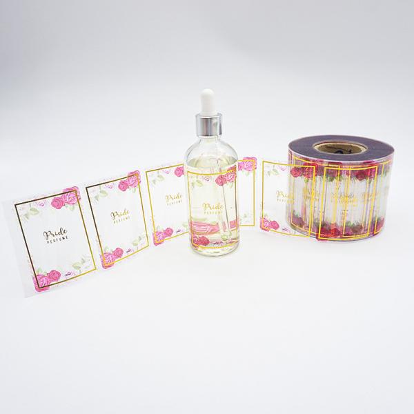 Transparent Waterproof Round Label Stickers Printing With Silver Golden Foil Text