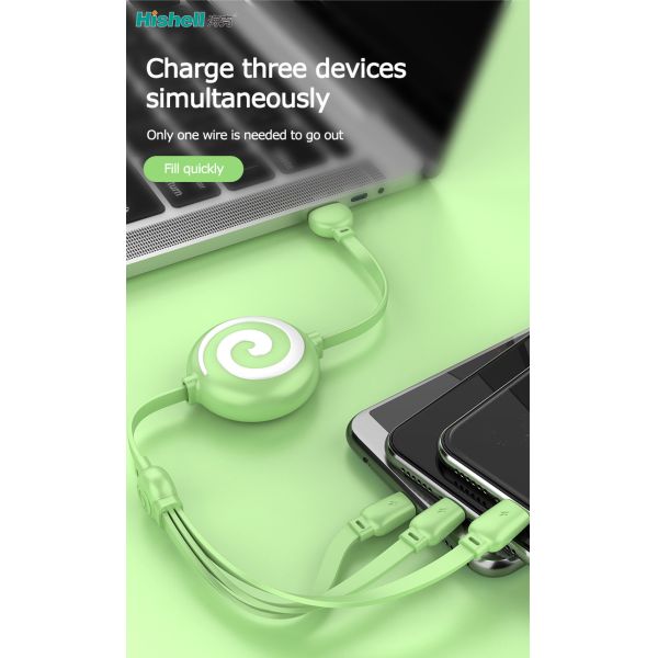 Multicolor ABS Retractable Mobile Phone Charger , Antiwear Mobile USB Data Cable