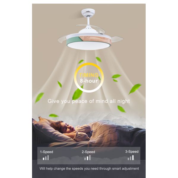 Color Temperature Options 42 Inch Ceiling Fan with Hidden Blades and Remote Control