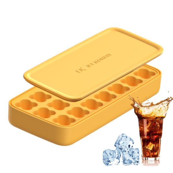 Quality 21 Compartments Four Leaf Clover Ice Cube Silicone Molds With Lid Customized for sale