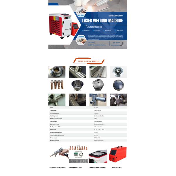 4 in 1 Laser Welding Machine 1000W/1500W/2000W Water Cooling for Stainless Steel Cabinets Laser Power 1000W/2000W/1500W/3000W