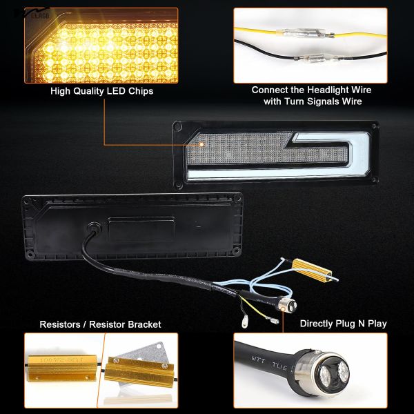 Head Lights Essential 500% Bright LED Headlight Assembly with Welcome DRL Turn Signal