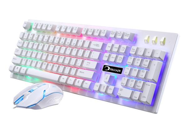Quality White Wired USB Mouse And Keyboard Set , Ergonomic Keyboard And Mouse Backlit for sale