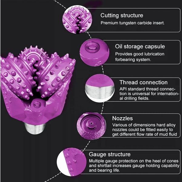 Tricone Drill Bits Wear Resistant Materials Mining Machinery Parts Rock Drilling Bit