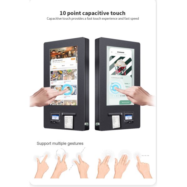 Outdoor Wall Mount Self Service Kiosk Contactless Payment With QR Scanner Printer