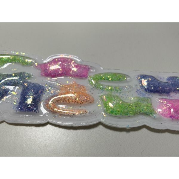 Sustainable Custom Sparkling Pink Yellow TPU Patch Puffy Labels Customized For Clothing