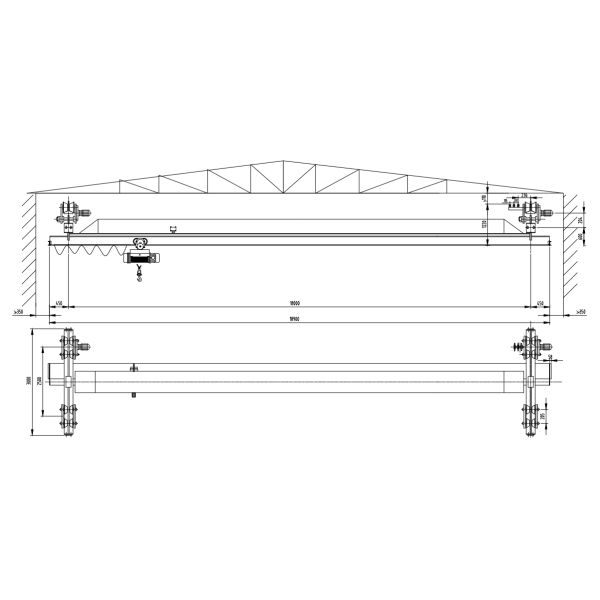 Single Beam Inversion Hanging Overhead Crane 30m Lifting