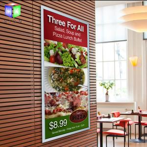 Silver Acrylic Snap Frame Led Light Box With Menu Display , Restaurant Advertising