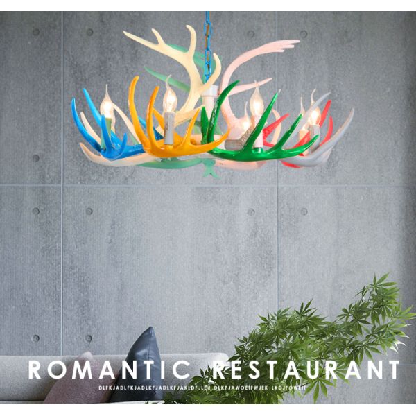 Multicolor resin antler chandelier for indoor home Lighting Fixtures (WH-AC-15)