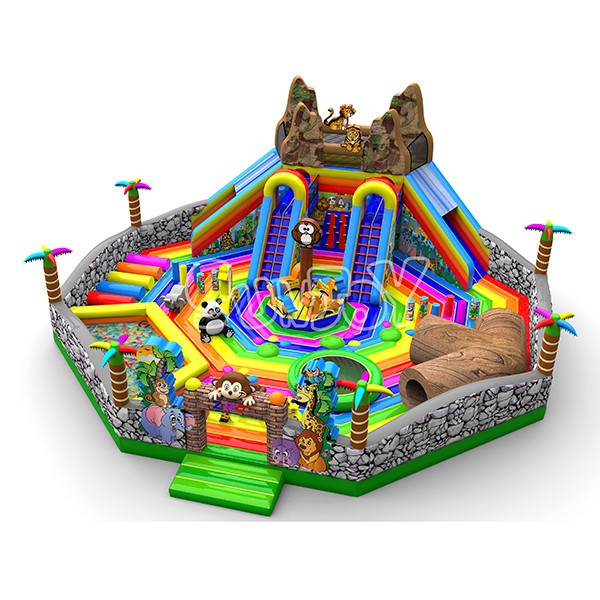 Zoo Theme Inflatable Playground Jumping Bouncy Castle With Slide
