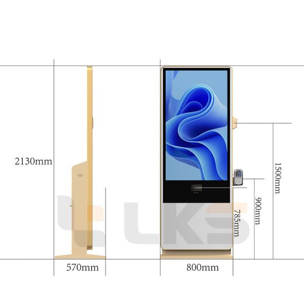 32 43 55 65 75 Inch 2K 4K Indoor Floor Standing LCD Touch Screen Kiosk Advertising Digital Signage With Printer And POS