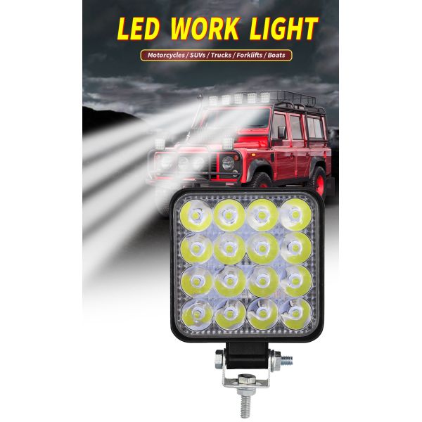 48W Square Vehicle LED Work Lights Bright 16 Leds Car Led Worklight
