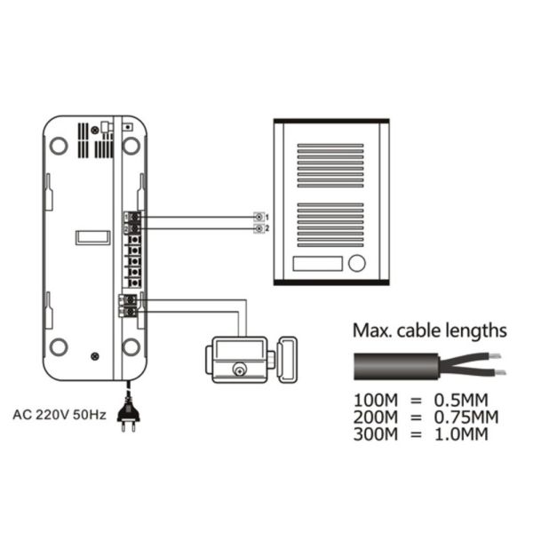 LENYO 2 Wire Ring Audio Video Doorbell DC 12V For Villa Surveillance